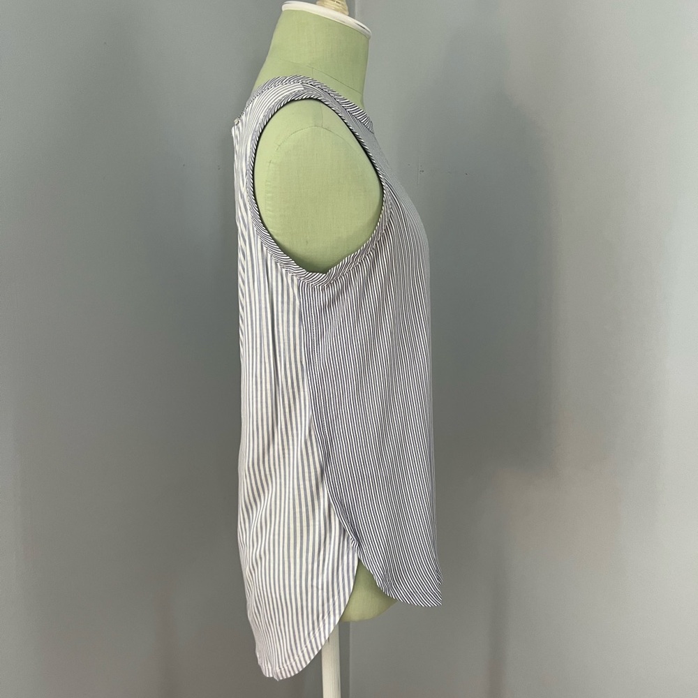 Loft Mixed Media Blue and White Striped Sleeveless Top